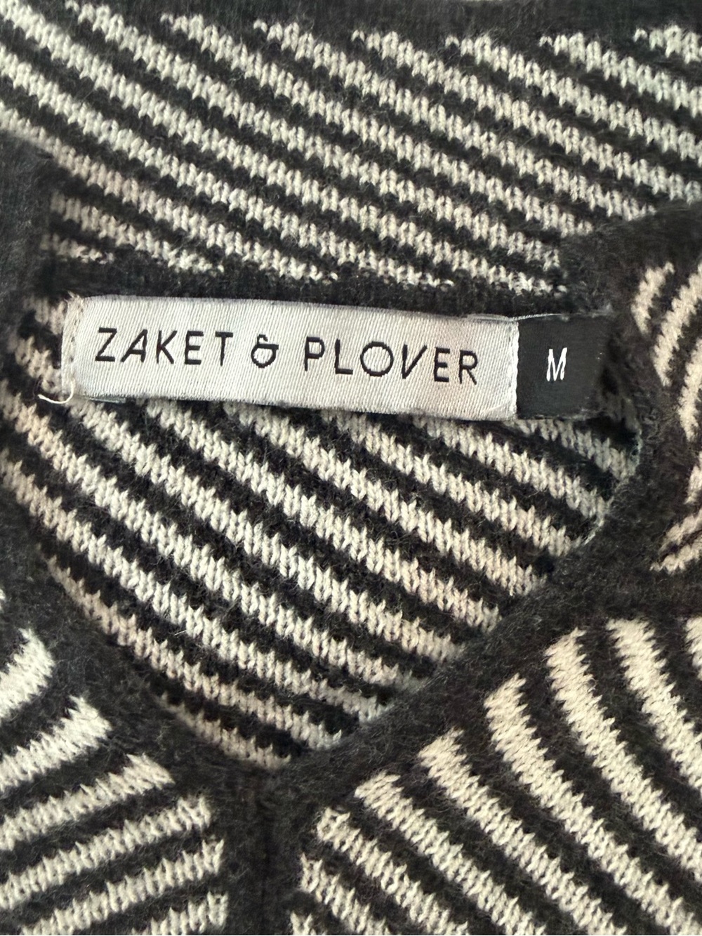 Zaket & Plover Neru Black and White Striped Women's Sweater with Lime Trim - Picture 2 of 2